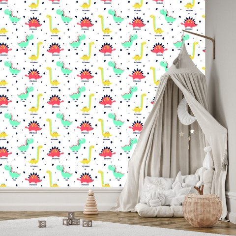 Tapeta Do Pokoju Dziecka Kolorowe Dinozaury Kropki Tapeta Do Pokoju Dziecka Kolorowe Dinozaury Kropki