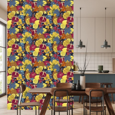 Tapeta Egzotyczne Owoce, Kwiaty I Ptaki