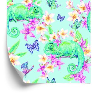 Tapeta Kameleony, Motyle I Kwiaty