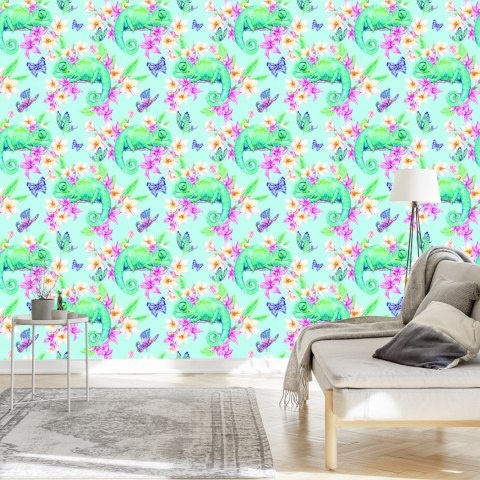 Tapeta Kameleony, Motyle I Kwiaty