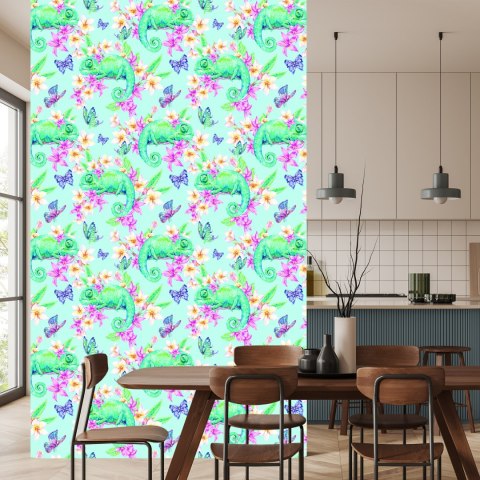 Tapeta Kameleony, Motyle I Kwiaty