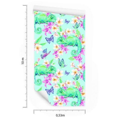 Tapeta Kameleony, Motyle I Kwiaty