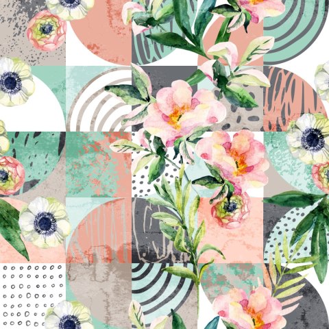 Tapeta Modernistyczny Kwiatowy Patchwork
