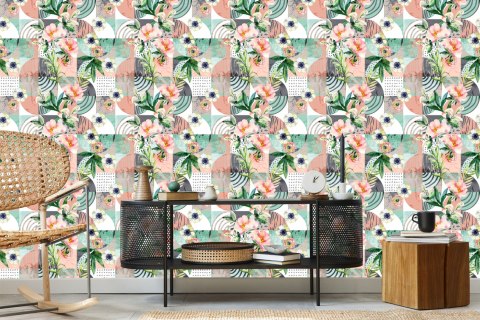 Tapeta Modernistyczny Kwiatowy Patchwork
