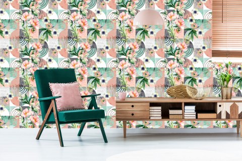 Tapeta Modernistyczny Kwiatowy Patchwork