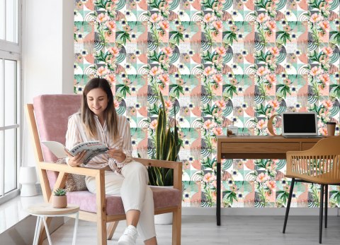 Tapeta Modernistyczny Kwiatowy Patchwork