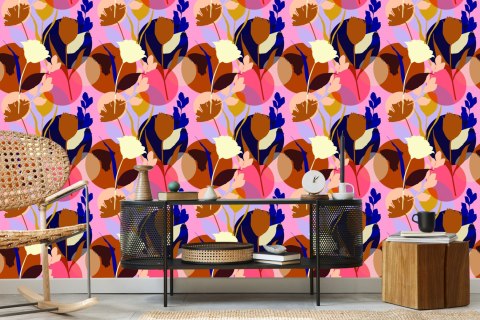 Tapeta Modne Kolorowe Kwiaty