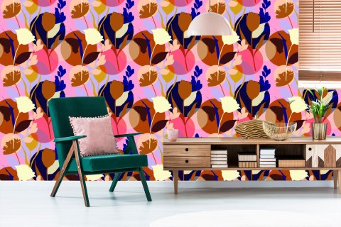 Tapeta Modne Kolorowe Kwiaty