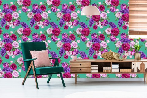 Tapeta Piękne Kolorowe Róże I Bzy