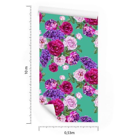 Tapeta Piękne Kolorowe Róże I Bzy