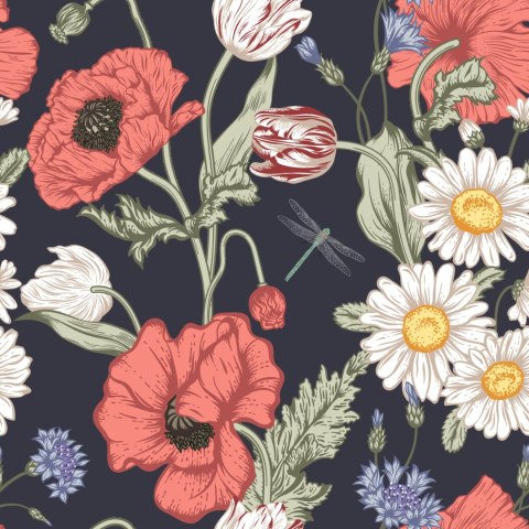 Tapeta Tulipany, Maki, Chabry I Stokrotki