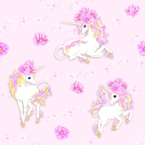 Tapeta Dla Dzieci - Piękne Jednorożce I Kwiaty