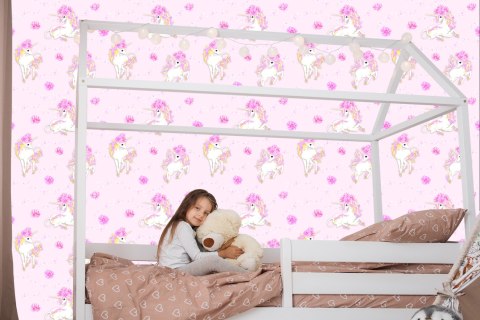 Tapeta Dla Dzieci - Piękne Jednorożce I Kwiaty