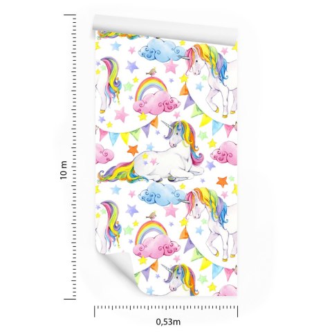 Tapeta Dla Dzieci - Tęczowe Jednorożce