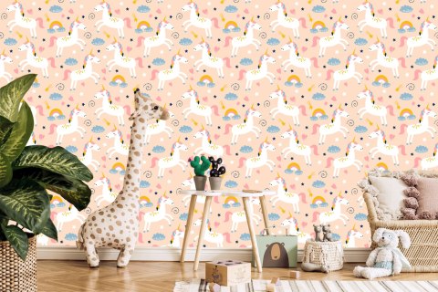 Tapeta Dla Dzieci - Urocze Kolorowe Jednorożce