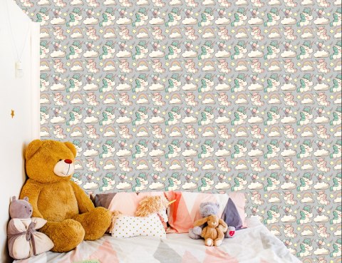 Tapeta Dla Dzieci - Uśmiechnięte Jednorożce