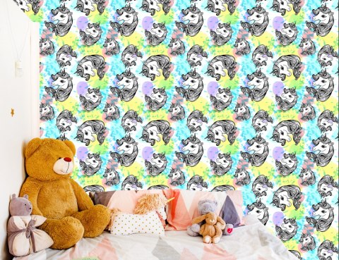 Tapeta Dla Dzieci - Uśmiechnięte Jednorożce