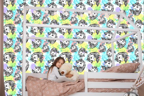 Tapeta Dla Dzieci - Uśmiechnięte Jednorożce