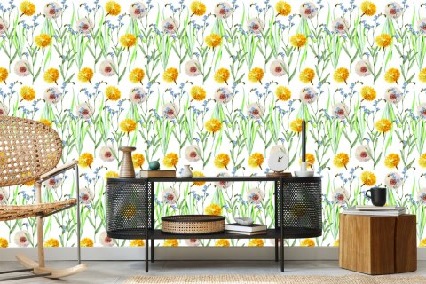 Tapeta Dmuchawce I Kwiaty Polne