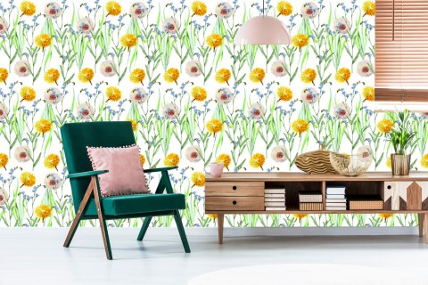 Tapeta Dmuchawce I Kwiaty Polne