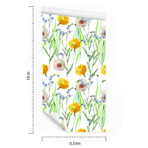 Tapeta Dmuchawce I Kwiaty Polne