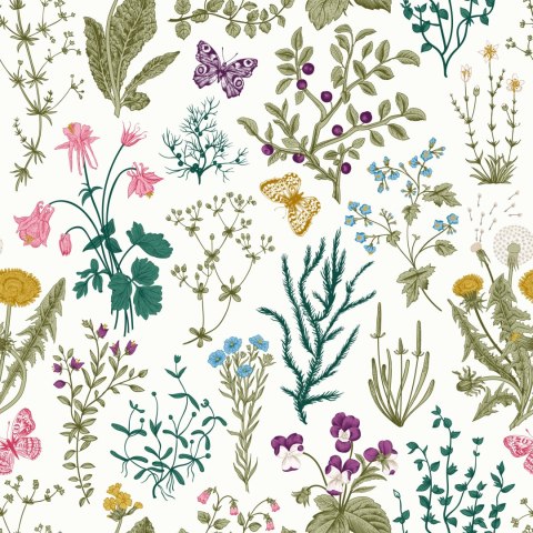 Tapeta Dzikie Kwiaty Z Motylami