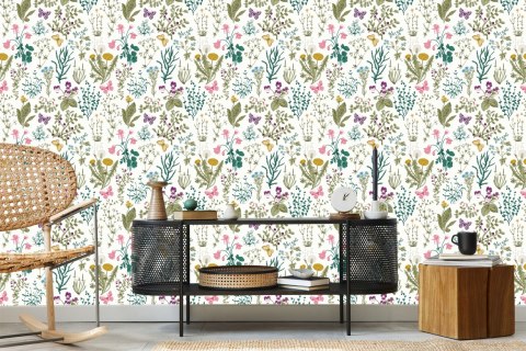 Tapeta Dzikie Kwiaty Z Motylami