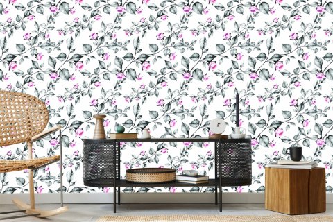 Tapeta Kwiaty Róże Liście