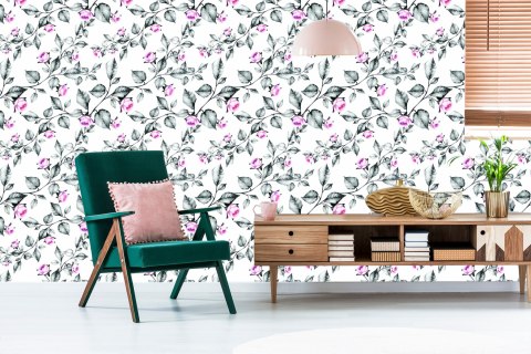 Tapeta Kwiaty Róże Liście