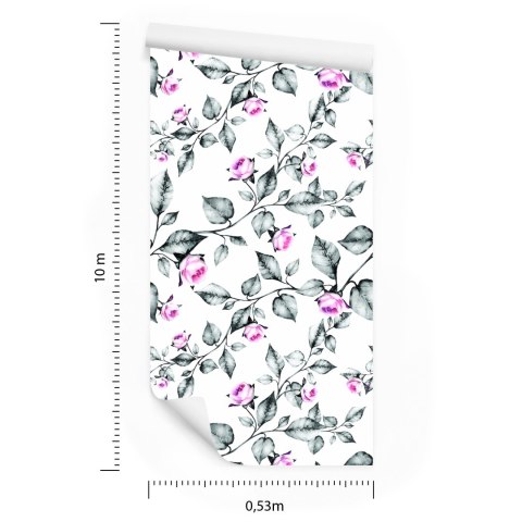 Tapeta Kwiaty Róże Liście