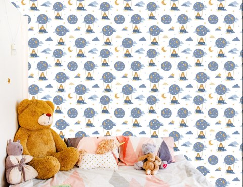 Tapeta Dla Chłopca, Balony, Niedźwiedzie, Gwiazdy
