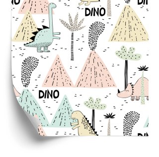 Tapeta Dla Chłopca, Dinozaury, Pastelowe Wulkany