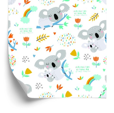Tapeta Dla Chłopca, Koala, Tęcza, Chmury, Kwiaty Tapeta Dla Chłopca, Koala, Tęcza, Chmury, Kwiaty