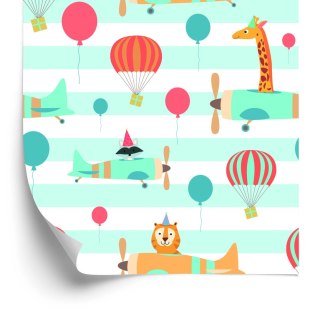 Tapeta Balony Samoloty Zwierzątka, Pokój Dziecięcy