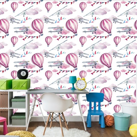 Tapeta Do Pokoju Dziecka, Kolorowe Balony Samoloty