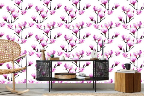 Tapeta Różowe Kwiaty Magnolii