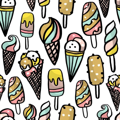 Tapeta Młodzieżowa Kolorowe Lody Słodycze Jedzenie