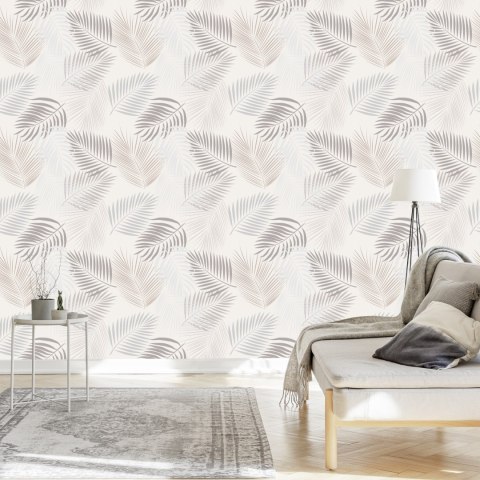 Tapeta Szare Liście Boho