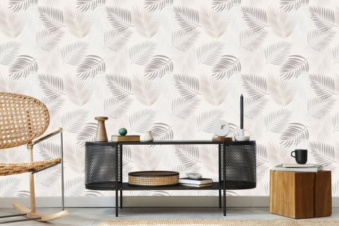 Tapeta Szare Liście Boho