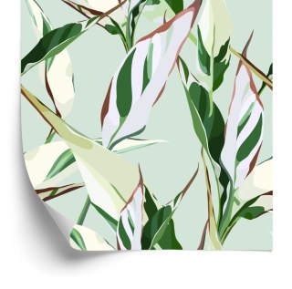 Tapeta W Stylu Retro Wzory Liście Natura