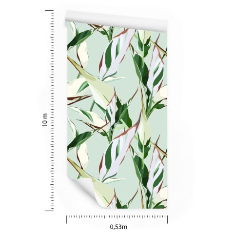 Tapeta W Stylu Retro Wzory Liście Natura