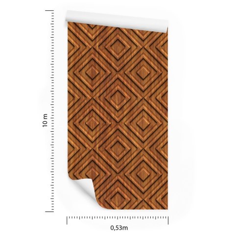 Tapeta Drewniany Wzór Geometryczny Retro