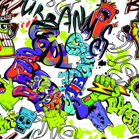Tapeta Graffiti Z Kolorowymi Potworami