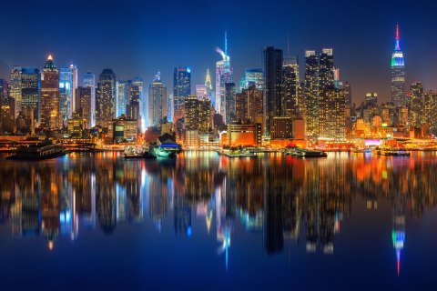 Obraz Na Płótnie Manhattan Nocą Obraz Na Płótnie Manhattan Nocą
