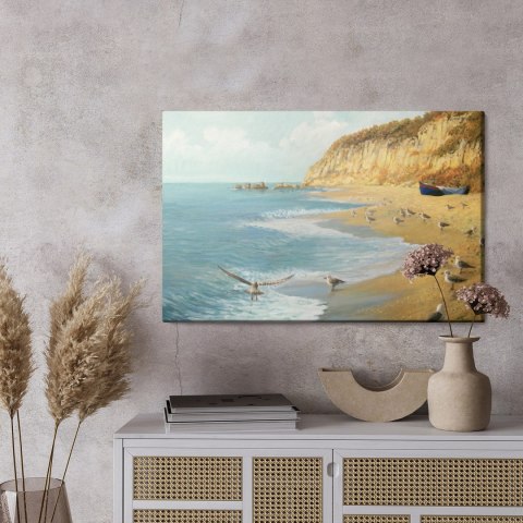 Obraz Na Płótnie Mewy Plaża I Morze Obraz Na Płótnie Mewy Plaża I Morze