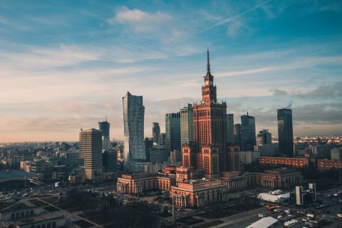 Obraz Na Płótnie Wysokie Budynki Warszawy Obraz Na Płótnie Wysokie Budynki Warszawy
