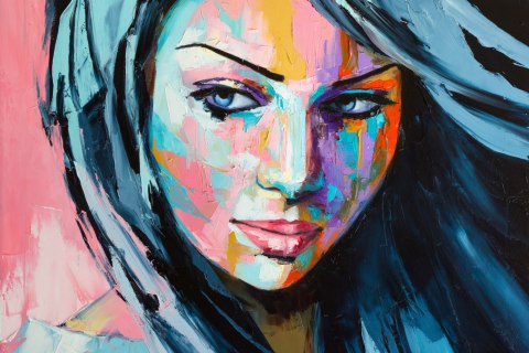 Obraz Na Płótnie Kolorowy Kobiecy Portret Obraz Na Płótnie Kolorowy Kobiecy Portret