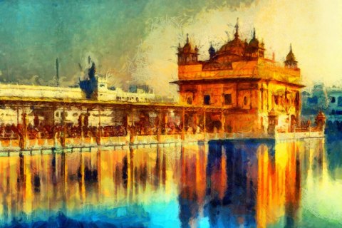 Obraz Na Płótnie Złota Świątynia W Amritsar Obraz Na Płótnie Złota Świątynia W Amritsar