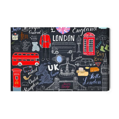Obraz Na Płótnie Popularne Symbole Londynu Obraz Na Płótnie Popularne Symbole Londynu