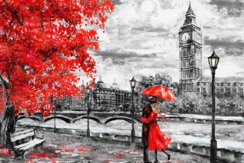 Obraz Na Płótnie Zakochani Podziwiający Londyńską Panoramę Obraz Na Płótnie Zakochani Podziwiający Londyńską Panoramę